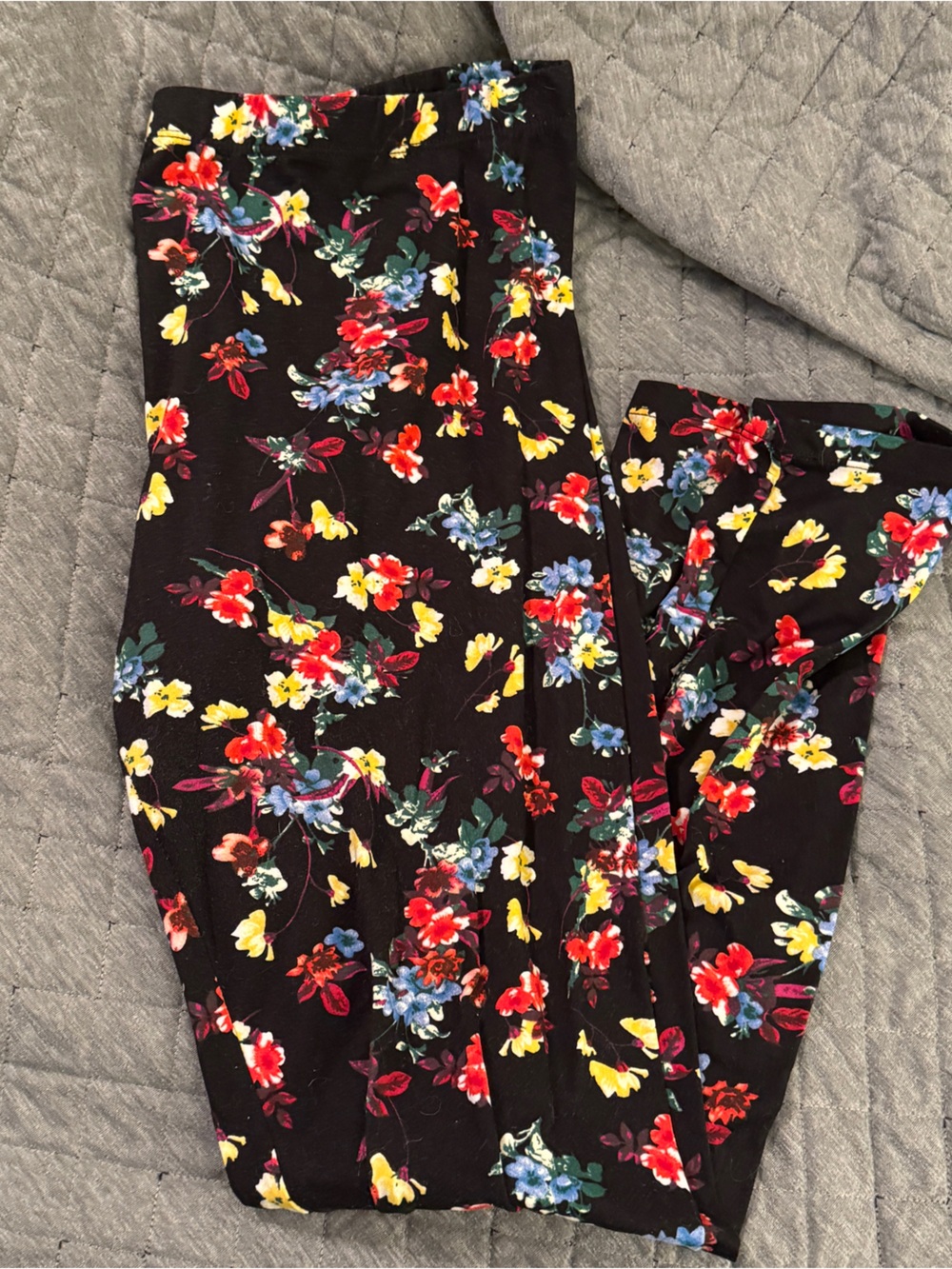 Women’s 2XL Black Floral Print Leggings
